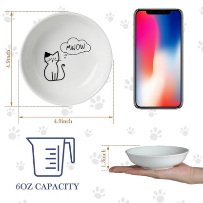 HAPPY KIT 2pcs Little Cat Bowls,5Inch Cat Food Bowl for Indoor Cats,Cute Kittens Plate/Dish/Dishes Set with Non-Slip Relief of Whisker Fatigue for Kitten - Microwave and Dishwasher Safe - color: Kitten pattern
