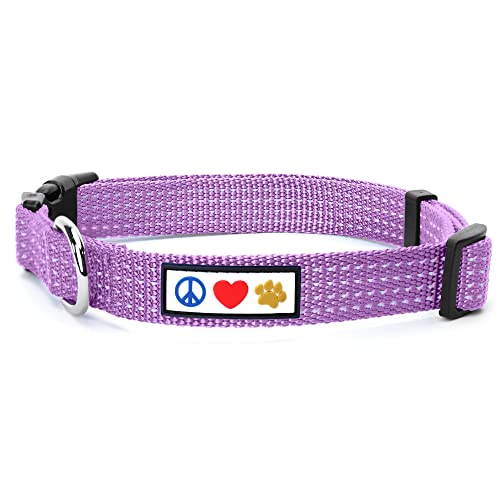 Pawtitas Reflective Dog Collar for X-Small Dogs – Adjustable Nylon Puppy Collar with Quick-Release Buckle | Fits Neck 8–13 in | Night Safety Training Collar | XS | Orchid - color: Purple Orchid, size: X-Small (Pack of 1)