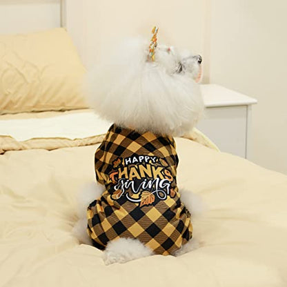 CuteBone Thanksgiving Dog Pajamas Costumes Pet Clothes Cat Apparel Shirt Winter Holiday Cute Pjs Outfits for Doggie Onesies P261S - color: Happy Thanksgiving, size: Small