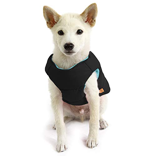 Gooby Padded Vest Dog Jacket - Solid Black, X-Small - Warm Zip Up Vest Fleece Jacket with Dual D Ring Leash Water Resistant for Small to Medium Dogs - color: Black Solid, size: X-Small