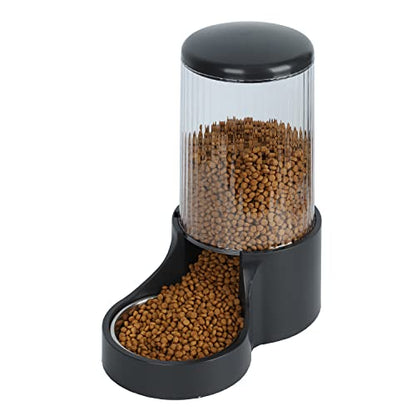 Automatic Cat Feeder, 3.8L Large Gravity Cat Food Dispenser with Detachable Top Lid, Visible Bottle and Stainless Steel Bowl for Pets (Black) - color: Black