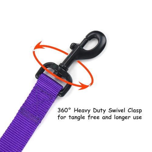 Wagtime Club Double Handle Dog Leash, 6ft Long Heavy Duty Dog Leash with Paded Traffic Handles for Extral Control and Training, Dual Handles Leads, Large Medium Small Dogs (Vibrant Purple) - color: Vibrant Purple