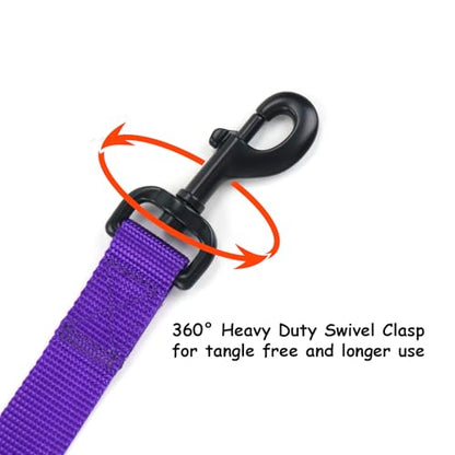 Wagtime Club Double Handle Dog Leash, 6ft Long Heavy Duty Dog Leash with Paded Traffic Handles for Extral Control and Training, Dual Handles Leads, Large Medium Small Dogs (Vibrant Purple) - color: Vibrant Purple