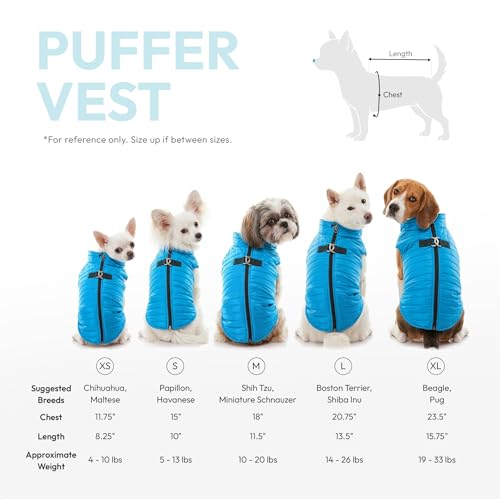 Gooby Puffer Vest - Red, X-Small - Ultra Thin Zip Up Windbreaker with Dual D Ring Leash - Water Resistant Dog Sweater Coat for Small Dogs - color: Red, size: X-Small chest (12")