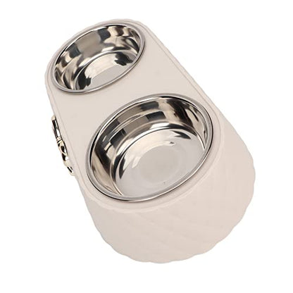 Generic Durable Stainless Steel Double Pet Feeding Bowls, Non Slip Mats Prevent Slip, Safe Material for Small to Medium Dogs Cats (Beige) - color: Beige