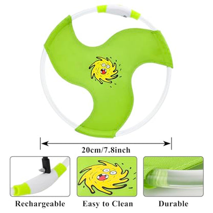 Dog Flying Disc Flyer Dog Toys, Glow in The Dark Nylon Dog Toy with 3 Light Models, Floating Dog Ring Toys for Physical Exercise, Pet Training Throwing Playing - color: Green-2
