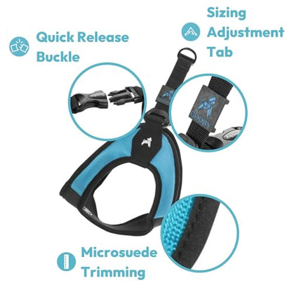 Gooby - Escape Free Easy Fit Harness, Small Dog Step-in Harness for Dogs that Like to Escape Their Harness, Turquoise, Small - color: Turquoise, size: Small chest (16~19.25")