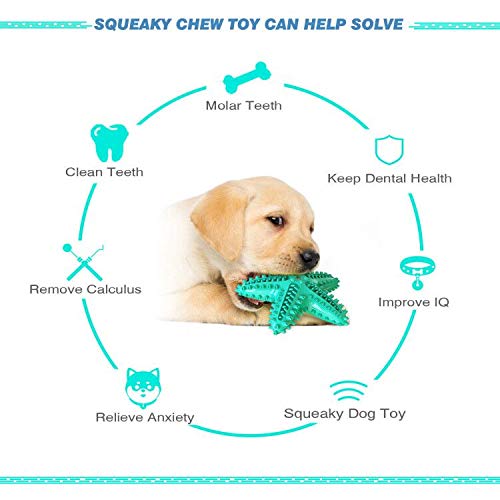 Squeaky Chew Toy - Starfish Water Floating Toy for Dogs, Natural Tooth Brush Teeth Cleaning for Small Medium Dogs - Blue - color: Starfish Blue