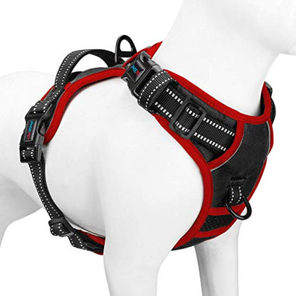 PHOEPET 2019 Upgraded No Pull Dog Harness, Reflective Adjustable Vest, with a Training Handle + 2 Metal Leash Hooks+ 3 Snap Buckles +4 Slide Buckles(XS, Black) - color: Black, size: Extra Small