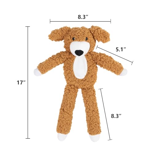 DODODOLA Dog Toys Plush Partial Stuffing Puppy Chew Toys for Teething Soft Squeaky Dog Toy to Keep Them Busy for Small Medium Big Large Dogs Pet - color: Tan Dog