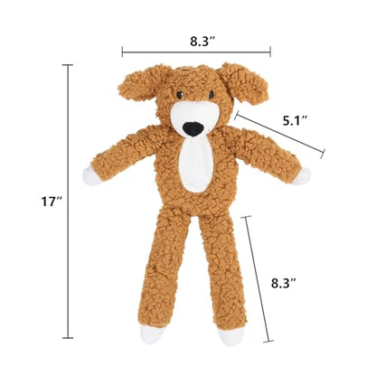 DODODOLA Dog Toys Plush Partial Stuffing Puppy Chew Toys for Teething Soft Squeaky Dog Toy to Keep Them Busy for Small Medium Big Large Dogs Pet - color: Tan Dog