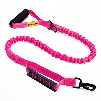 6FT Highly Reflective Heavy Duty Elastic Bungee Medium and Large Dog Leash Shock Absorbing with Comfortable Padded Handle and Traffic Handle Suitable for Training Hot Pink - color: Hot Pink