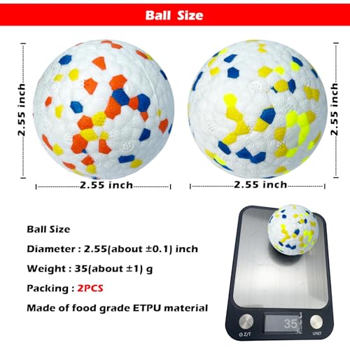 2Pack Dog Ball Squeak Toys Indestructible Dog Ball Float On Water Fetch Bouncy Durable Solid Rubber Ball for Puppy Small and Medium Dogs Playing Toys - color: A.Green+Orange