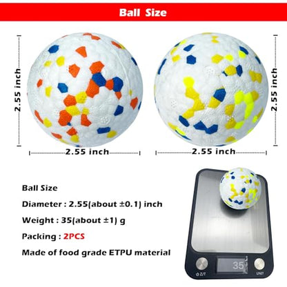 2Pack Dog Ball Squeak Toys Indestructible Dog Ball Float On Water Fetch Bouncy Durable Solid Rubber Ball for Puppy Small and Medium Dogs Playing Toys - color: A.Green+Orange