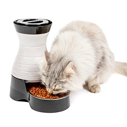 PetSafe Healthy Pet Food Station - Small, 2 lb Kibble Capacity - Gravity Pet Feeder Dry Food Dispenser - Automatic Cat Feeder or Small Dog Feeder - Removable Stainless Steel Bowl Included - size: Small
