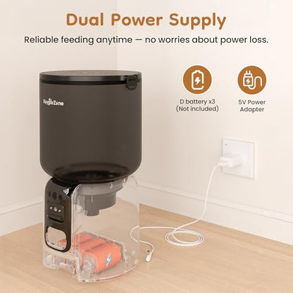 Automatic Cat Feeder, Adjustable 1080p Camera, 5G WiFi & App Control Cat Food Dispenser, Automatic Feeder Cat Dry Food with Dual Power & Voice Recording, Smart Automatic Dog Feeder Portion Control