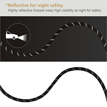 Dog Leash Heavy Duty 6ft, Double Handle Dog Leash with Padded Handle for Traffic Control, Reflective Rope Leashes for Large and Medium Dogs Night Control Safety Training (Black) - color: Black (25 to 120 lbs)
