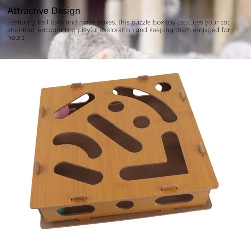 Cat Puzzle Toy Box, Composite Board, 11.02x11.02 in, Bell Ball Maze, Mental Physical Exercise, Indoor Cat Toy, Appearance Random