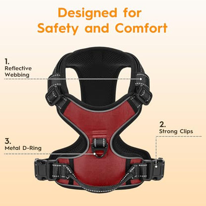 No Pull Dog Harness, No Chock Reflective Adjustable Soft Padded Pet Vest with Easy Control Handle, Easy Wearing with Stylish, Reinforced Knot, 2 Buckles - color: Antique Rose, size: X-Small