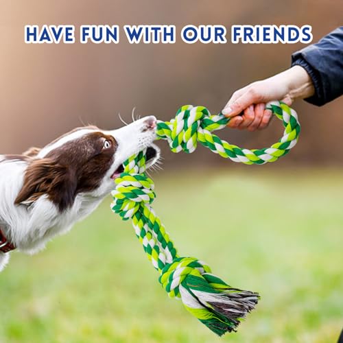 WDZZHOT [3 Pack] Dog Rope Toys for Large and Medium Aggressive Chewers, Nearly Indestructible Rope Chew Toys, Heavy Duty 100% Cotton Tug of War Dog Toy for Boredom, Teeth Cleaning