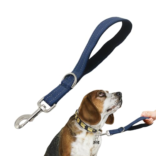 Standard Training Leashes 12 Inches for Dogs, Short Traffic Dog Leash Heavy Duty Padded Handle, Nylon Anti Pull for Reflective, Short Line Dog for Small, Medium and Large Dogs 1 FT Blue - color: Blue, size: 12"
