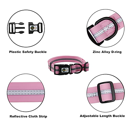 NIMBLE Dog Collar Waterproof Pet Collars Anti-Odor Durable Adjustable PVC & Polyester Soft with Reflective Cloth Stripe Basic Dog Collars S/M/L Sizes (Small (9.45”-14.17”inches), Lavender) - color: Lavender, size: Small (9.45”-14.17”inches)