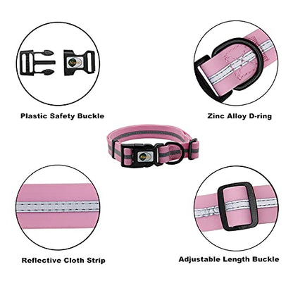 NIMBLE Dog Collar Waterproof Pet Collars Anti-Odor Durable Adjustable PVC & Polyester Soft with Reflective Cloth Stripe Basic Dog Collars S/M/L Sizes (Small (9.45”-14.17”inches), Lavender) - color: Lavender, size: Small (9.45”-14.17”inches)