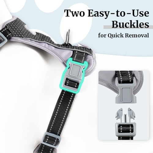 Huntboo No-Pull Dog Harness, Fully Reflective Vest with 2 Leash Clips, No-Choke, Adjustable, Breathable & Durable for Small, Medium & Large Dogs Walking, Training, Running (Black, L) - color: Black, size: Large (Pack of 1)