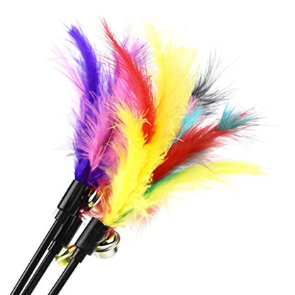 Toy Wand Feather Interactive Toy Kitten Indoor and Outdoor Pet Activity Game Interactive Wand Bouncer Plush Feather String Toy