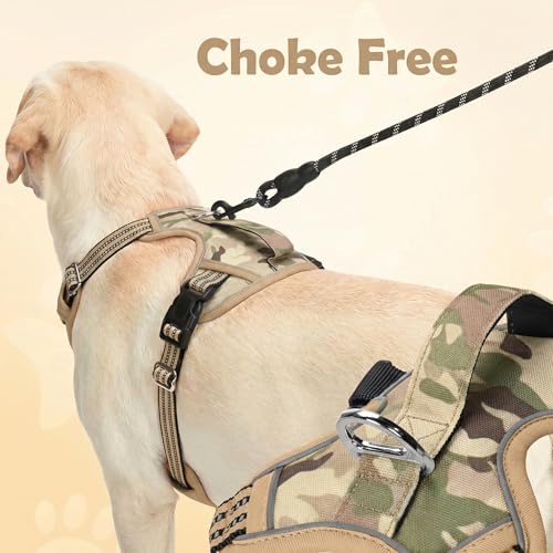 Funfox Dog Harness No Pull, Adjustable Pet Vest Harness, Super Soft Material with Vertical Handle Easy Control, Reflective Night Walking, 2 Leash Clips for Small Sized Dogs, Camo Brown, S - color: Camo Brown, size: Small