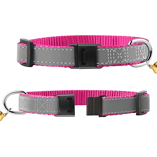 Cat Collar Personalized - Breakaway Reflective Cat Collar with Bell-Custom Cat Collars Embroidered with Name and Phone, Adjustable for Cats and Kitten