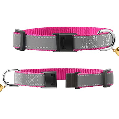 Cat Collar Personalized - Breakaway Reflective Cat Collar with Bell-Custom Cat Collars Embroidered with Name and Phone, Adjustable for Cats and Kitten