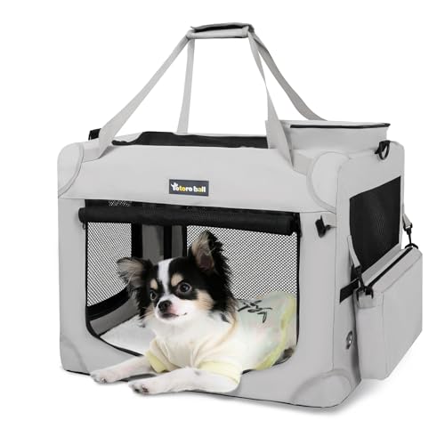 Large Cat Carrier for Cats Collapsible Soft Pet XL Crate for Large/Medium Cats 15lbs+, Car Travel Portable Bag with Water Bottle Slot Ideal for Long Trips (Grey, 20.0"L x 14.0"W x 14.0"H) - color: Grey, size: 20.0"L x 14.0"W x 14.0"H