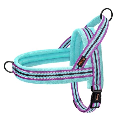 Didog Soft Flannel Padded Dog Vest Harness, No Pull/Quick Fit Reflective Dog Strap Harness, Easy for Training Walking (S:Chest 18-22", Mixed-Blue) - color: Mixed-Blue, size: S:chest 18-22"