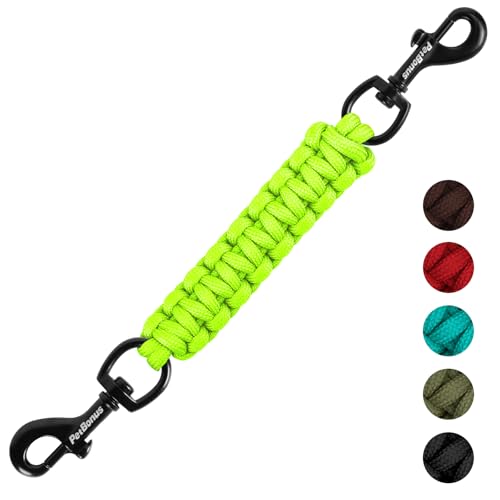 Dog Collar Safety Clip, Handmade Backup Safety Strap for Dog Harness, Prong, Pinch Collar, Double Ended Clasp Leash Connector (Neon Green) - color: Neon Green