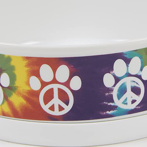 Bone Dry Ceramic Food Bowls, Non-Slip & Dishwasher Safe, Large Set, 7.5x2.4, Peace Paw, 2 Count - color: Peace Paw, size: Large Set, 7.5x2.4"