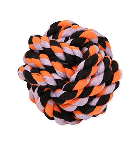 Mammoth Flossy Chews Monkey Fist Ball Premium Cotton-Poly Rope Dog Toy Interactive & Fetch Toy for Small Dogs - Small 3.75" - Assorted Colors - size: Small 3.75 inch, style: Fist Ball