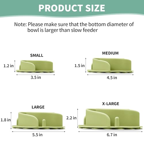 Slow Feeder Dog Bowls Insert, Animire Soft Silicone Slow Eating Dog Food Bowl for Small, Medium and Large Dogs, Compatible with Regular and Elevated Bowls - color: Green, size: M