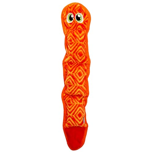 Outward Hound Durablez Stuffing-Free Squeaky Interactive Dog Toy, Tough Plush, Snake, Pink, Large - color: Pink Snake, size: Large (Pack of 1)