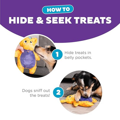 Outward Hound by Nina Ottosson Puzzle Palz Interactive Plush Dog Puzzle Dog Enrichment Toys, Plush, Squeaky, Giraffe, Yellow - color: Puzzle Palz Giraffe