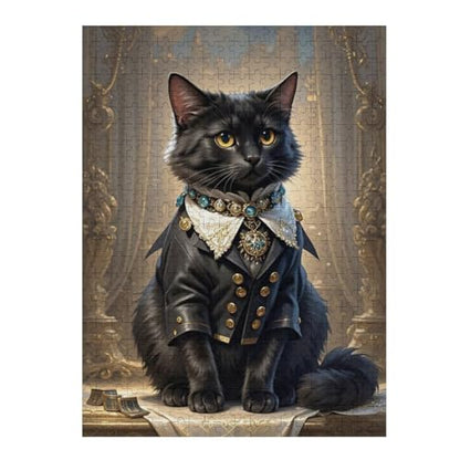 Gothic Cat 1000-Piece Wooden Jigsaw Puzzle, Dark Whimsical Cat Illustration, Cozy Indoor Fun, Creative Brain-Training Activity - color: #10