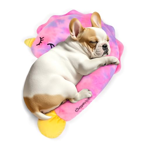 BurgeonNest Small Dog Calming Pillow for Dogs and Cats, Fluffy Soft Colorful Sleep Bolster Cozy Pet Bed Pillow, Great Present for Senior Pup Puppy Kitten, Washable, M - color: Pink, size: Medium