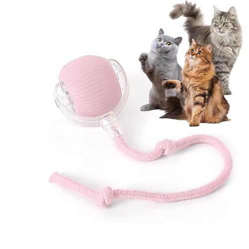 Rocfish Durable Interactive Cat Toys for Indoor Cats, Smart Automatic Cat Chase Ball Toy, Upgraded Speedy Tail Kitten Toy for Bored Indoor Adult Pets (Pink) - color: Pink