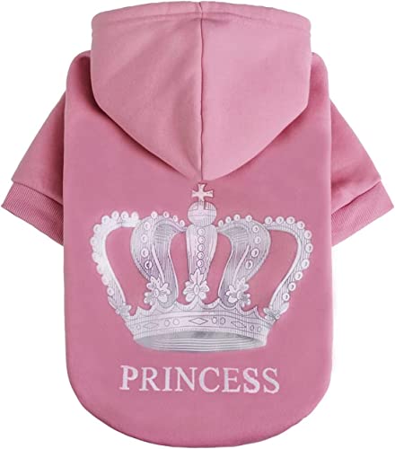 EXPAWLORER Princess Dog Hoodie-Soft Dog Sweater Fleece Sweatshirt Cold Weather Pet Clothes,Pitbull Clothes Outfits,Coat Apparel for Puppy,Cat, Small Medium Large Dogs - color: Pink(Prinecss), size: X-Small