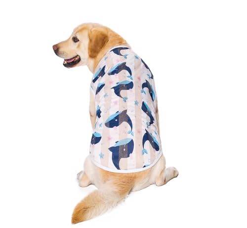 HDKUW Pet Clothes,Dog Summer T-Shirt Cool Breathable Sunscreen Dog Vest Clothes Outfit Costume for Medium Large Dogs White Whale 4XL - color: White Whale, size: 4XL