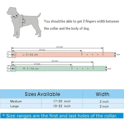 New Unisex Studded Leather Dog Collars Medium Large Dog Necklace for Pitbull Doberman Sizes M L(Black,L) - color: Black, size: L