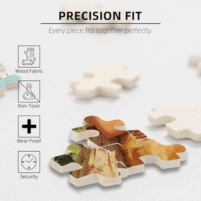 1000 Pieces Jigsaw Puzzles for Adults, Girl Loves Dogs & Gardening Golden Retriever Art Puzzle, Stress Relief Brain Teaser Gift 29.5x19.7 Inch - color: Wooden Puzzle15, size: 1000 Piece pcs