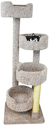 New Cat Condos 190209-EarthTone Large Cat Tower with 4 Easy to Access Spacious Perches, Neutral - color: Neutral