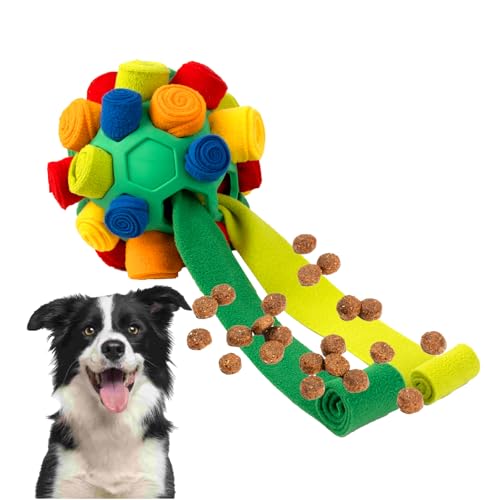 PAWISE Snuffle Ball for Dogs, Sniffle Treat Puzzle Toy, Dog Snuffle Balls, Snuffle Toy, Machine Washable, Foraging Sniffle Treat Ball for Puppies and Boredom Relief (Red Rainbow) (Medium) - size: Medium