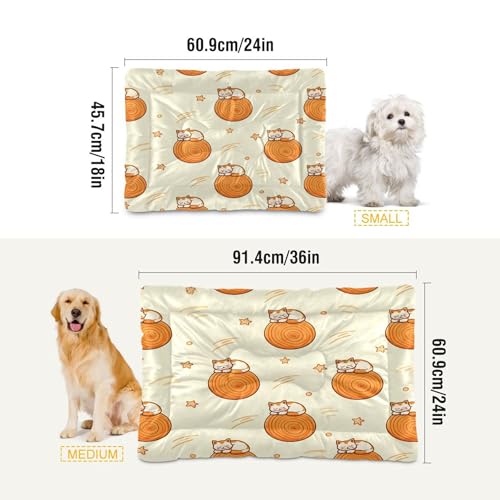 Cats and Round Wood Pet Bed Pad, Soft Pet Pad with Non-Slip Bottom, Bed Mat for Cat and Dog, Machine Washable Mattress for Living Room Crate Car, 36"x24" - size: 36x24 in